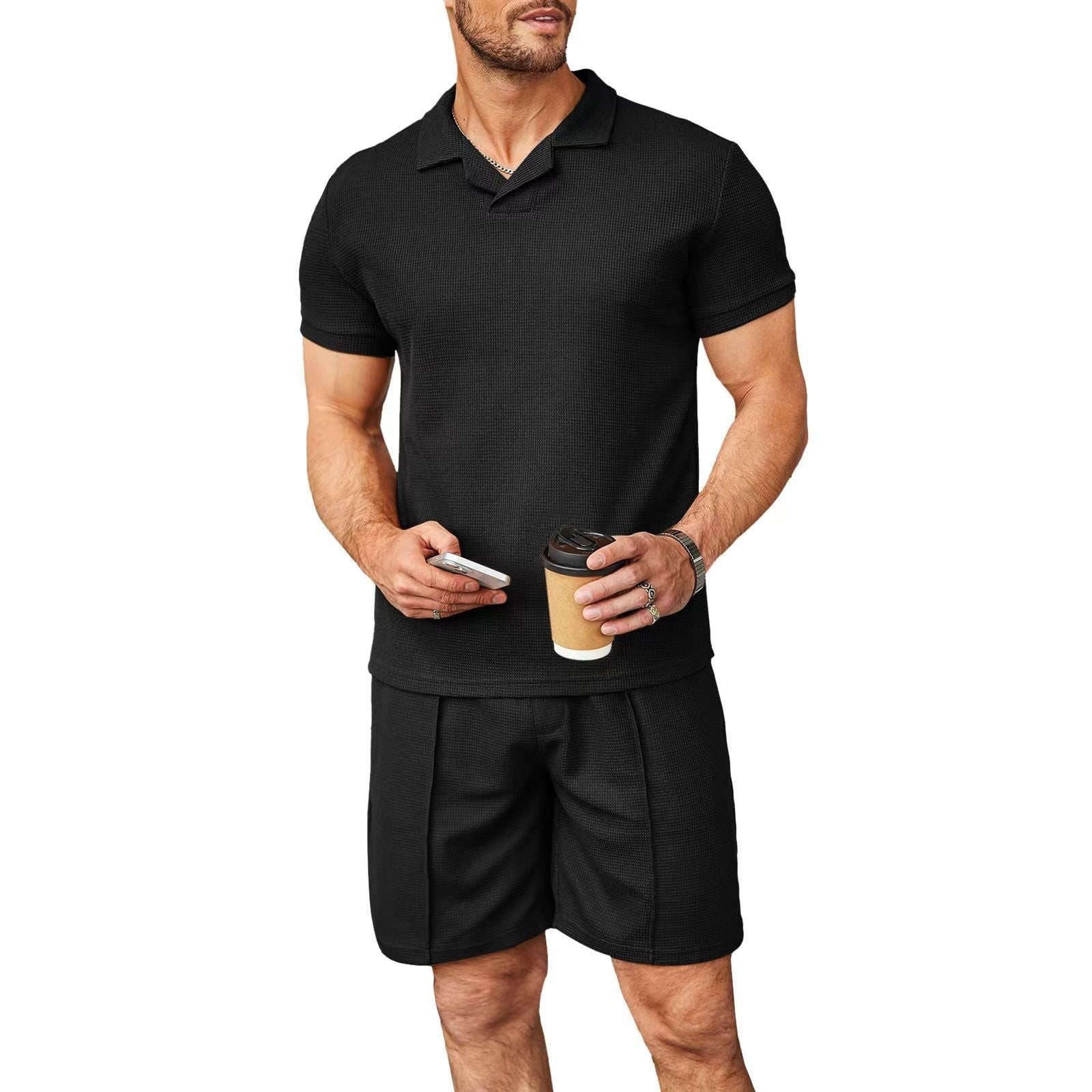 Suit Waffle Style Two-Piece Set for Men