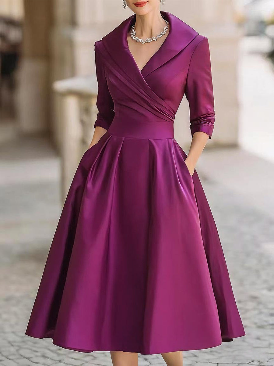 Women’s Satin Midi Dress for Spring