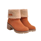 Women’s Leather Ankle Boots with Fleece Lining for Winter
