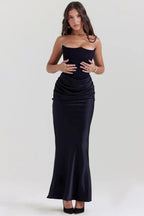 Women’s Strapless Maxi Dress Polyester for Spring
