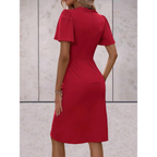 Women’s Wrap Midi Dress in Cotton Blend for Winter