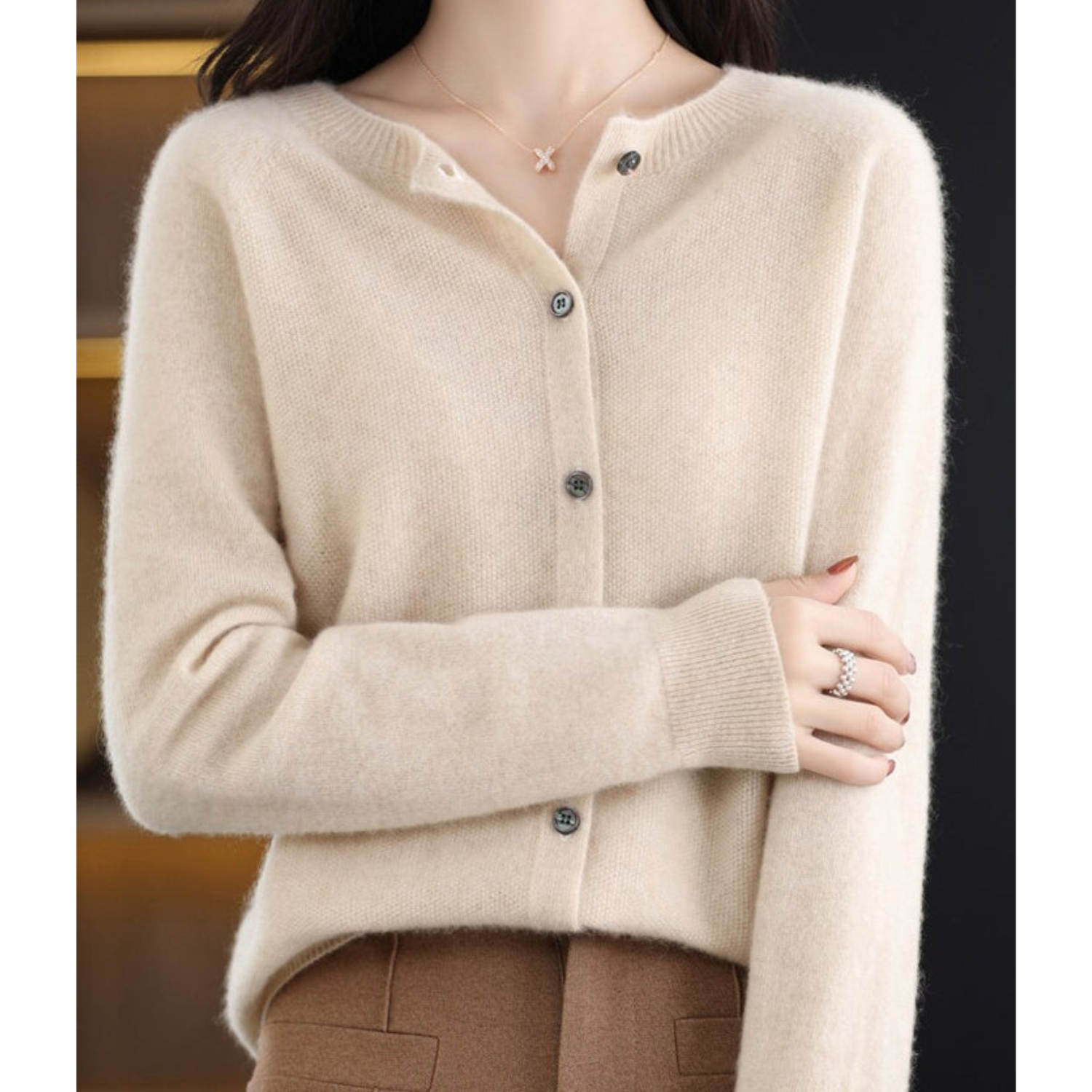 Women’s Wool Blend Knit Cardigan for Winter