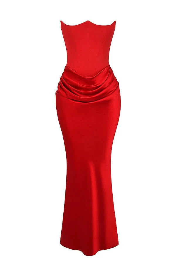 Women’s Strapless Maxi Dress Polyester for Spring