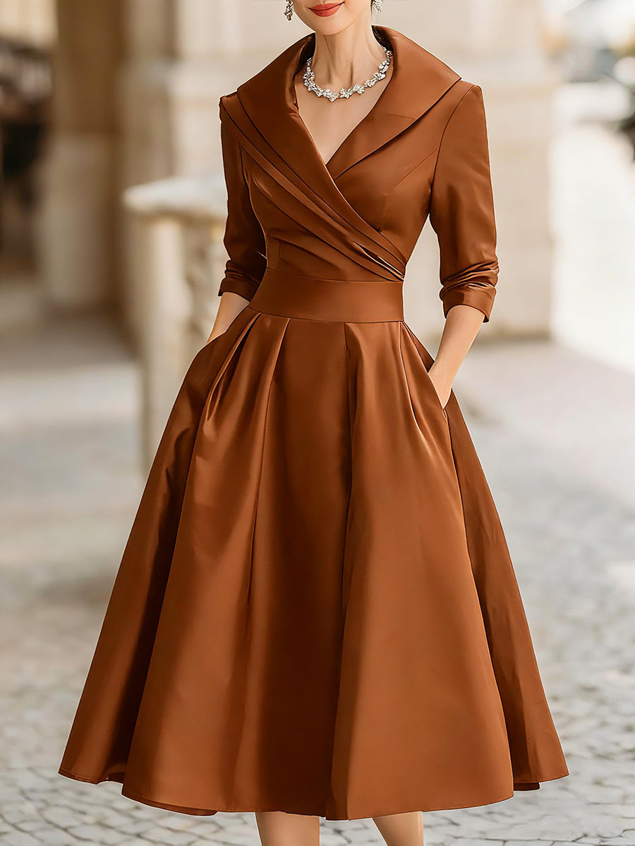 Women’s Satin Midi Dress for Spring