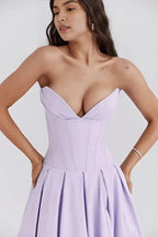 Women’s Strapless Evening Midi Dress Polyester for Spring