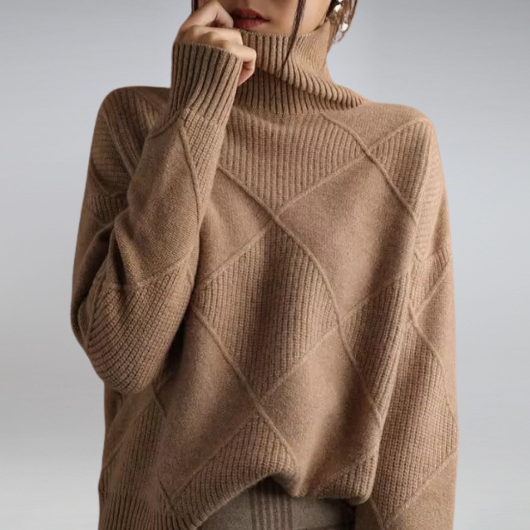 Women’s Textured Wool Blend Knit Jumper for Cold Weather
