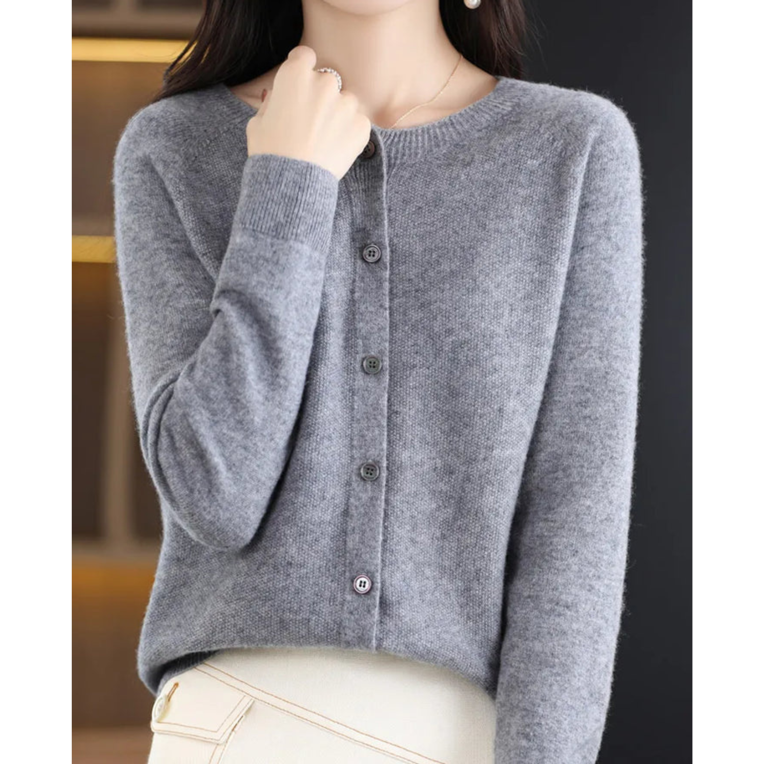 Women’s Wool Blend Knit Cardigan for Winter