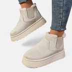 Women’s Suede Ankle Boots with Fleece Lining for Winter Wear