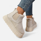 Women’s Suede Ankle Boots with Fleece Lining for Winter Wear