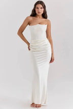 Women’s Strapless Maxi Dress Polyester for Spring