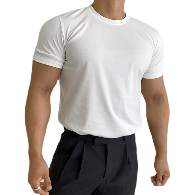 Short Sleeve Slim Cotton Base T-Shirt for Men