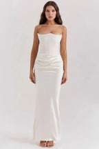 Women’s Strapless Maxi Dress Polyester for Spring