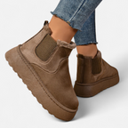 Women’s Suede Ankle Boots with Fleece Lining for Winter Wear