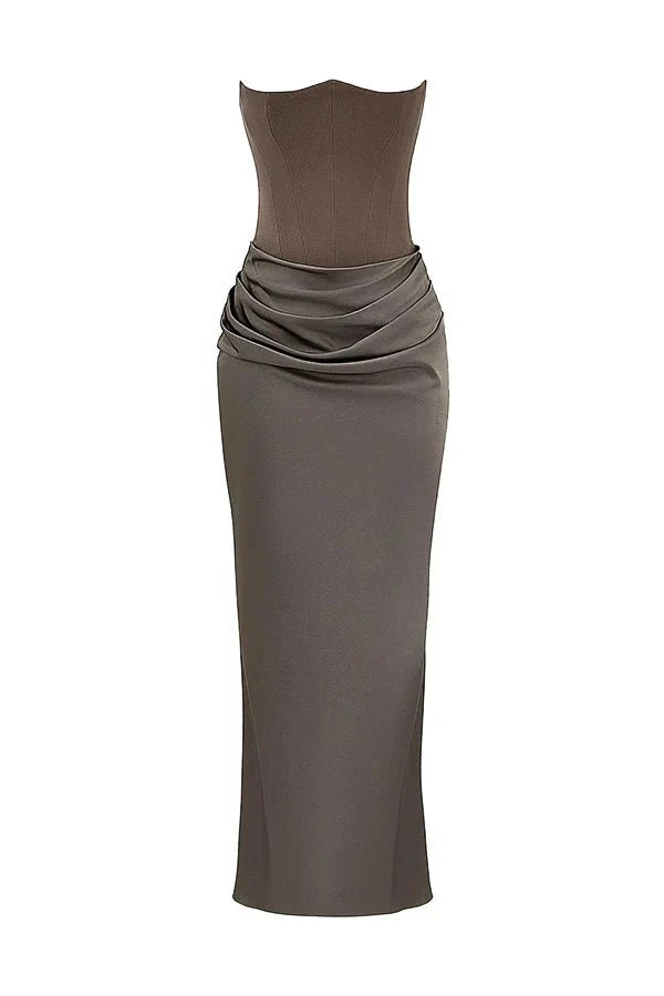 Women’s Strapless Maxi Dress Polyester for Spring