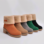 Women’s Leather Ankle Boots with Fleece Lining for Winter
