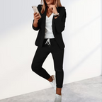 Women’s Tailored Blazer and Jogger Set in Cotton Blend for Winter Wear