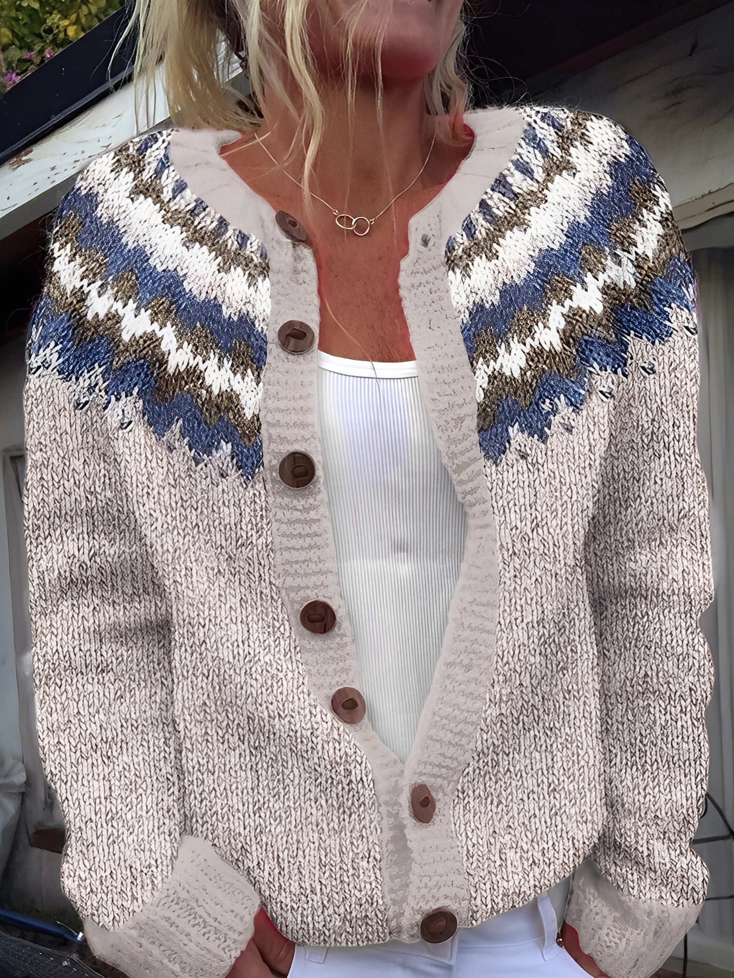 Women’s Knitted Cardigan Wool Blend for Early Spring
