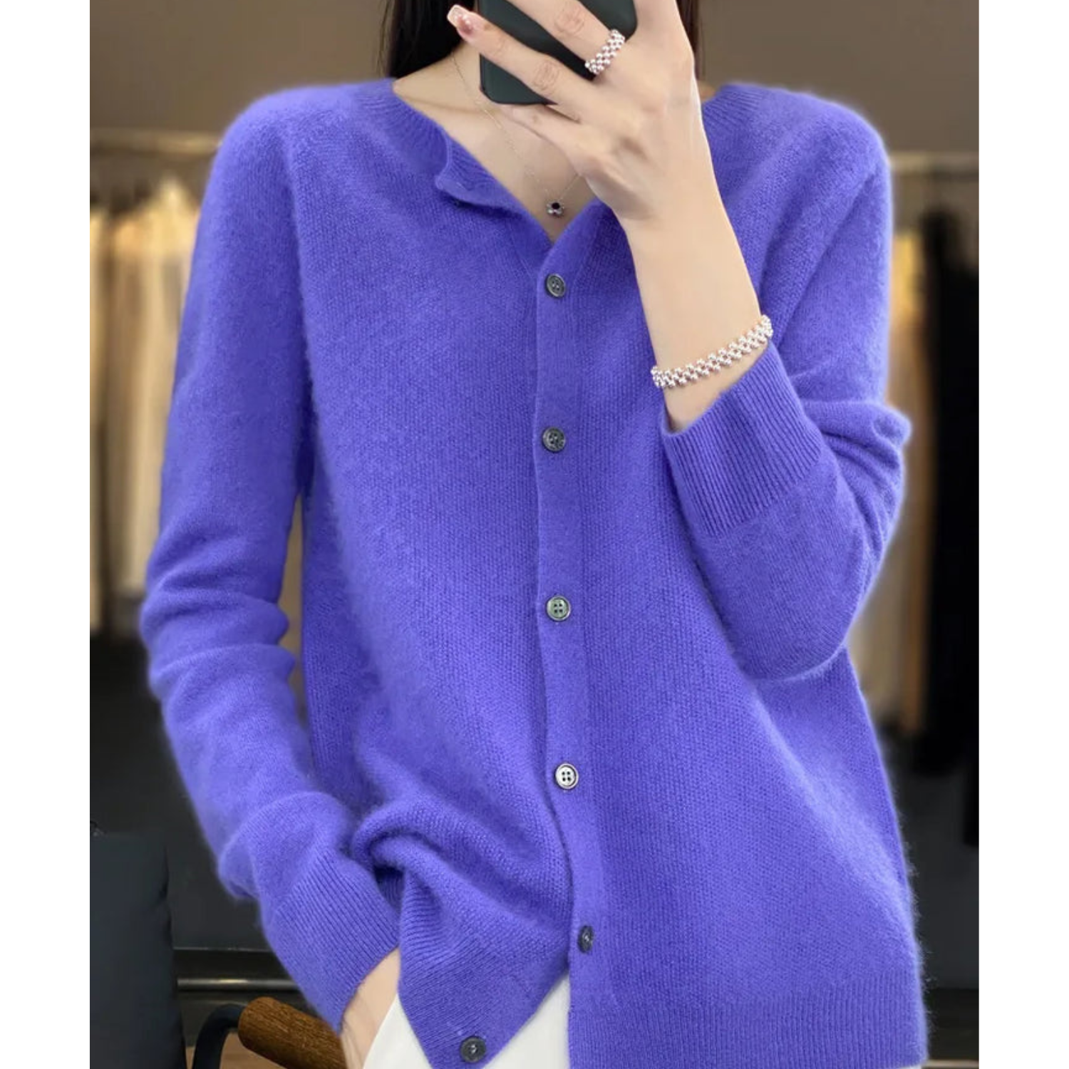 Women’s Wool Blend Knit Cardigan for Winter