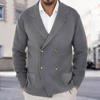 Men’s Wool Knit Double Breasted Blazer for Spring