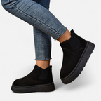 Women’s Suede Ankle Boots with Fleece Lining for Winter Wear