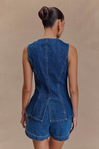 Women’s Cotton Denim Two-Piece Set for Spring Wear