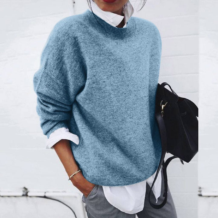Women's Wool Blend Crew Neck Jumper Winter