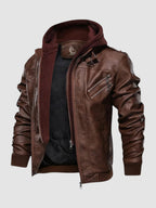 Men’s Leather Jacket with Hood for Winter Casual Style