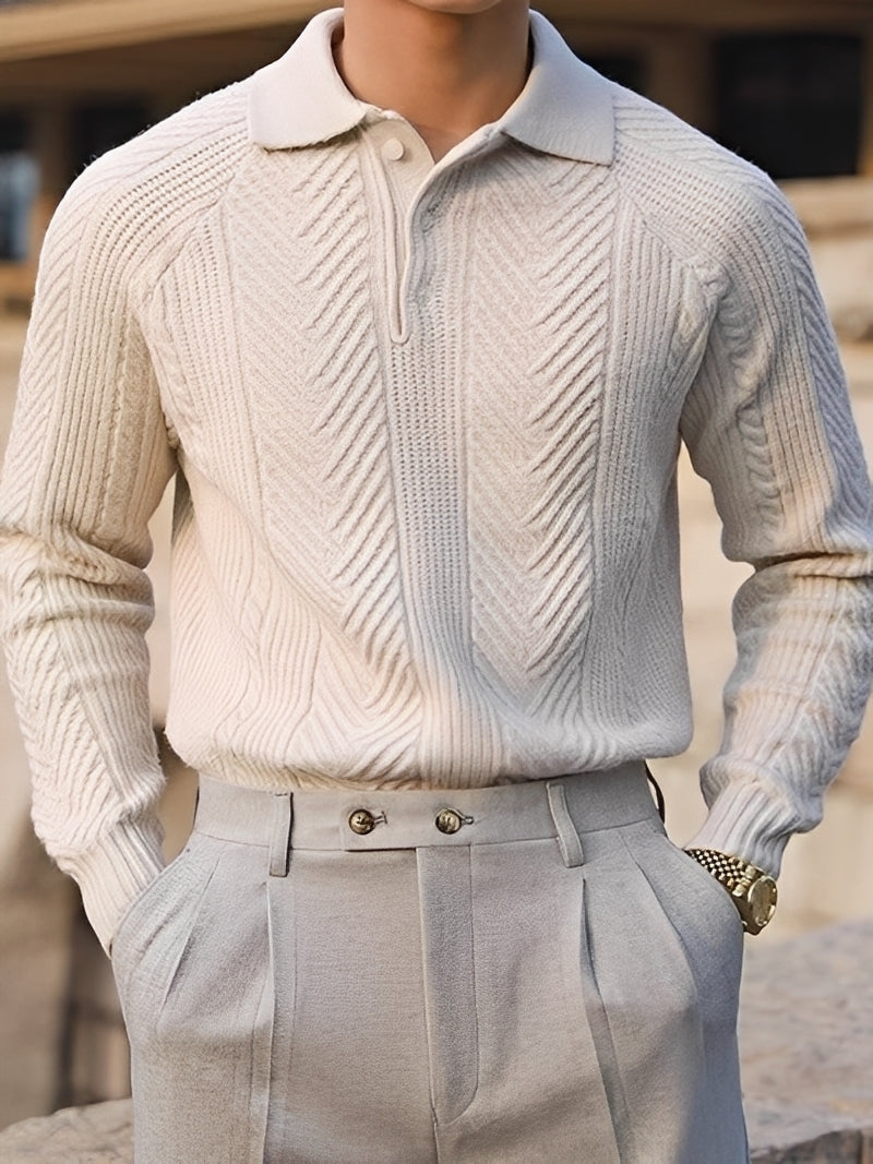 Men’s Wool Blend Knit Polo Sweater for Spring