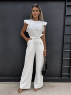 Women’s Wide Leg Jumpsuit in Polyester for Winter Occasion Wear