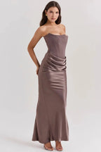 Women’s Strapless Maxi Dress Polyester for Spring