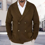 Men’s Wool Knit Double Breasted Blazer for Spring