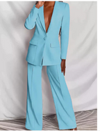 Women’s Tailored Blazer and Trousers Suit Set in Wool Blend for Spring Wear