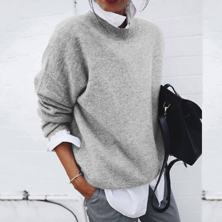 Women's Wool Blend Crew Neck Jumper Winter