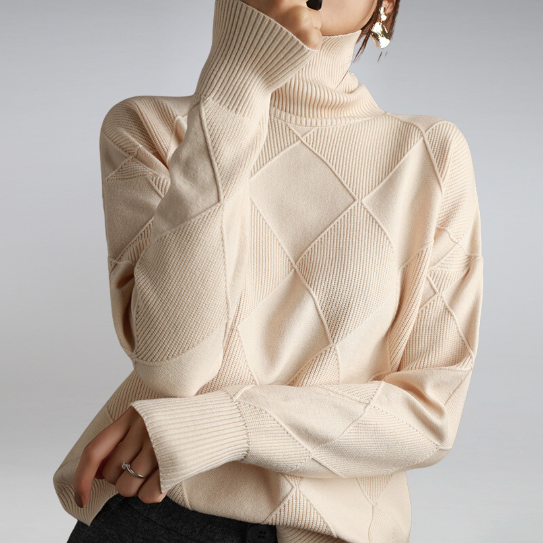 Women’s Textured Wool Blend Knit Jumper for Cold Weather