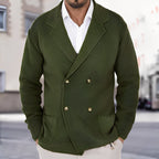 Men’s Wool Knit Double Breasted Blazer for Spring