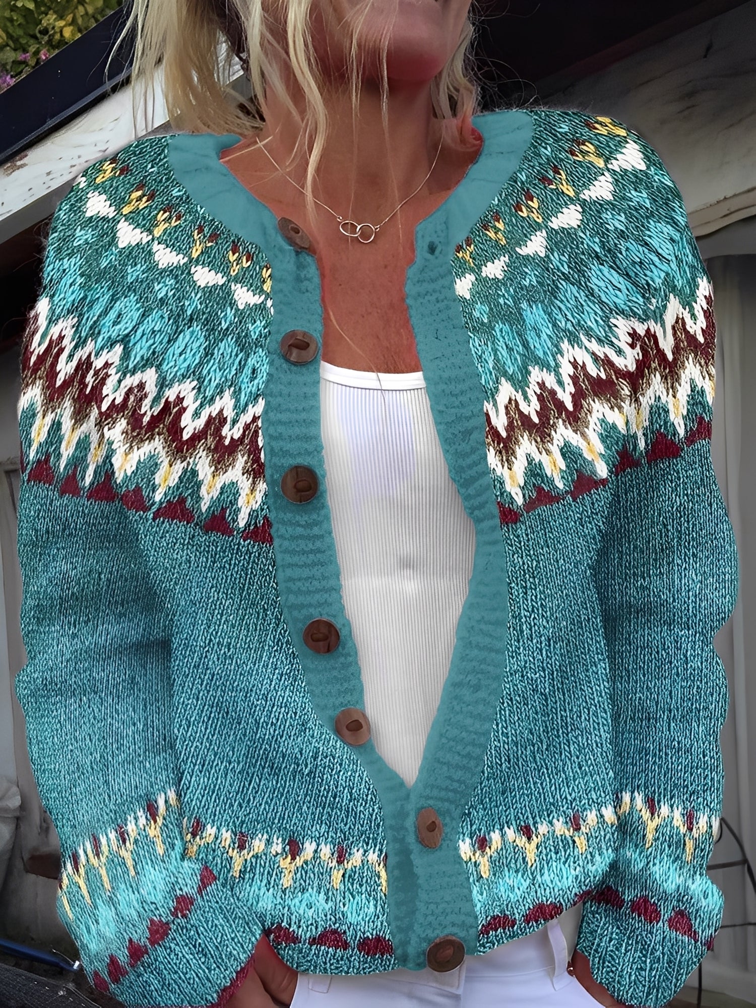 Women’s Knitted Cardigan Wool Blend for Early Spring