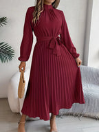 Women’s Chiffon Pleated Midi Dress for Spring Occasions