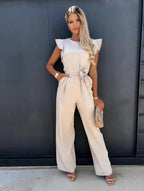 Women’s Wide Leg Jumpsuit in Polyester for Winter Occasion Wear
