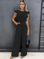 Women’s Wide Leg Jumpsuit in Polyester for Winter Occasion Wear