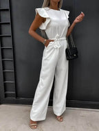 Women’s Wide Leg Jumpsuit in Polyester for Winter Occasion Wear