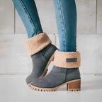 Women’s Leather Ankle Boots with Fleece Lining for Winter