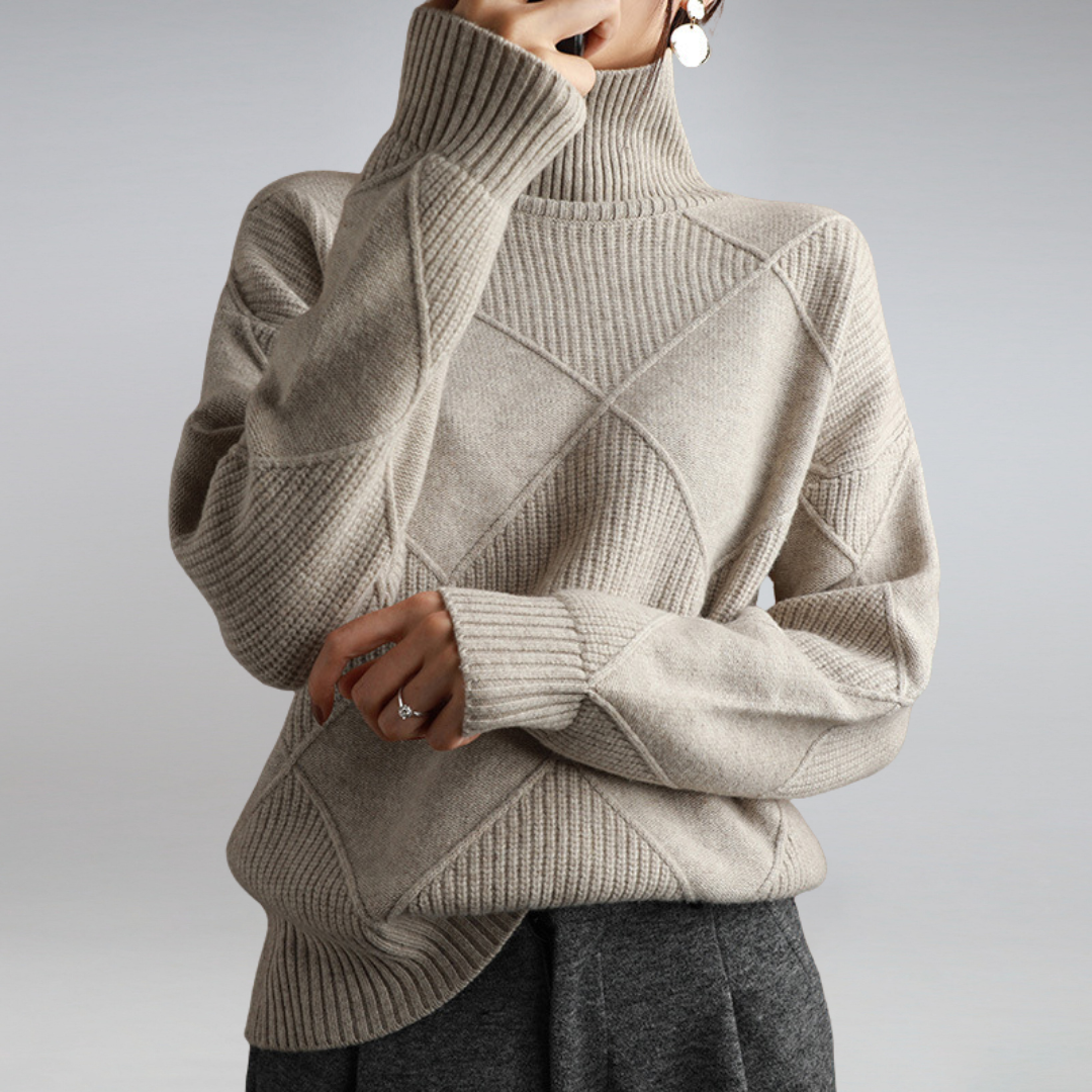 Women’s Textured Wool Blend Knit Jumper for Cold Weather