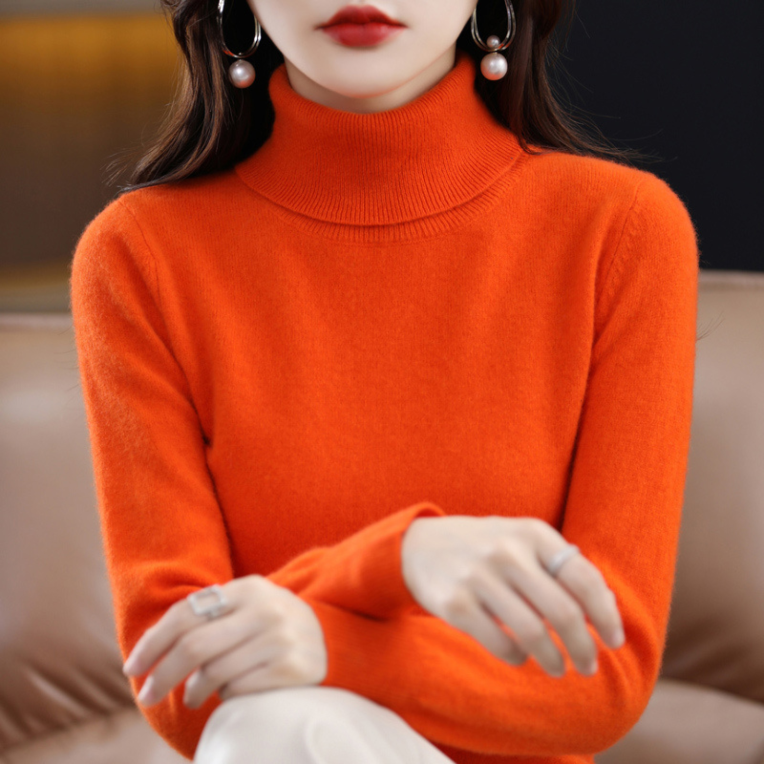 Women’s Merino Wool Turtleneck Jumper for Winter