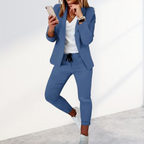 Women’s Tailored Blazer and Jogger Set in Cotton Blend for Winter Wear