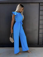 Women’s Wide Leg Jumpsuit in Polyester for Winter Occasion Wear
