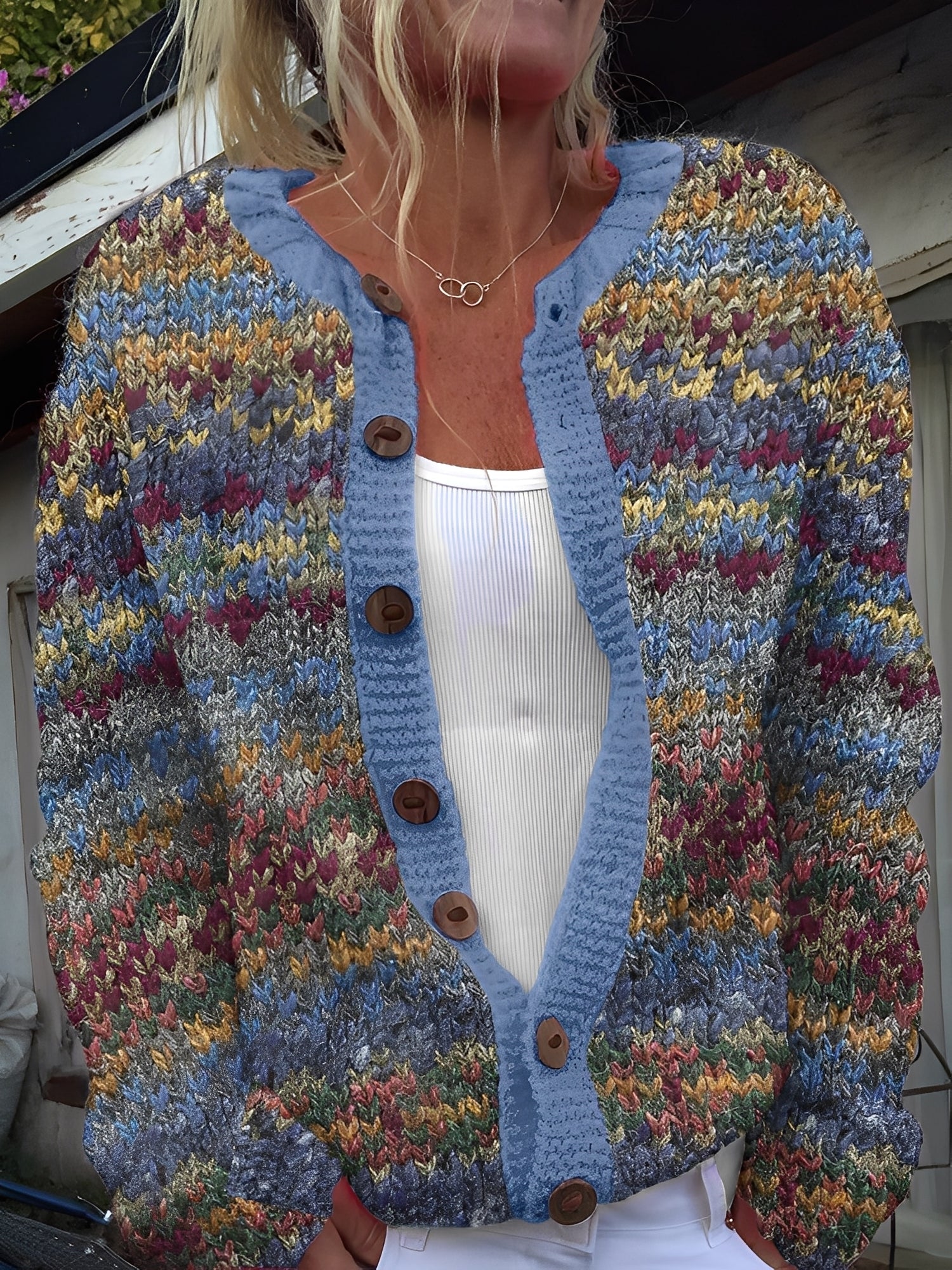 Women’s Knitted Cardigan Wool Blend for Early Spring