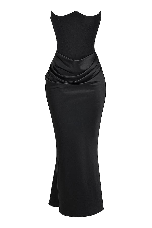 Women’s Strapless Maxi Dress Polyester for Spring