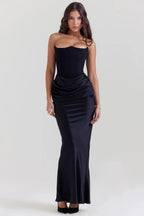 Women’s Strapless Maxi Dress Polyester for Spring