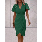 Women’s Wrap Midi Dress in Cotton Blend for Winter