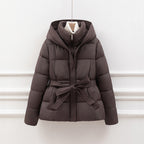 Women’s Padded Hooded Jacket with Belt for Winter